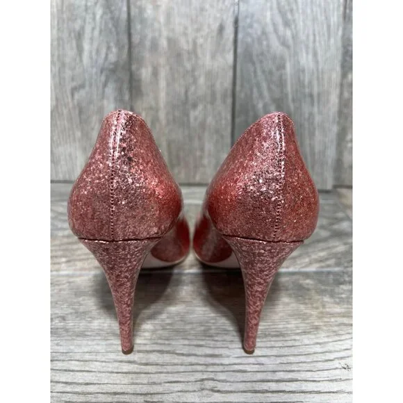 GIAMBA Paris Galactica Patent Rosa High Heels Pink Glitter Pumps 9.5 NWB - Picture 4 of 7